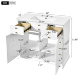 36" Bathroom Vanity with Ceramic Sink - Solid Wood