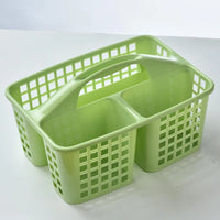 Plastic Shower Caddy Basket with Compartments, Portable Divided Cleaning Supply Storage Organizer with Handle for Dorm Bathroom