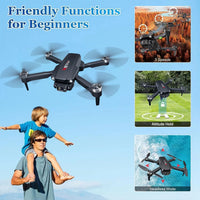 H16 Drone with Camera for Adults 4K, Foldable Drone for Beginners with Brushless Motor, Optical Flow Positioning, with 2 Batteries and Carrying Case - stylishhomedecor2024.com