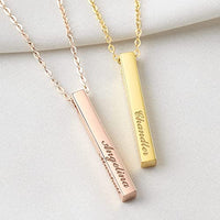 Personalized Mother Necklace, 4 Side Bar Necklace, Kids Names Necklace - stylishhomedecor2024.com