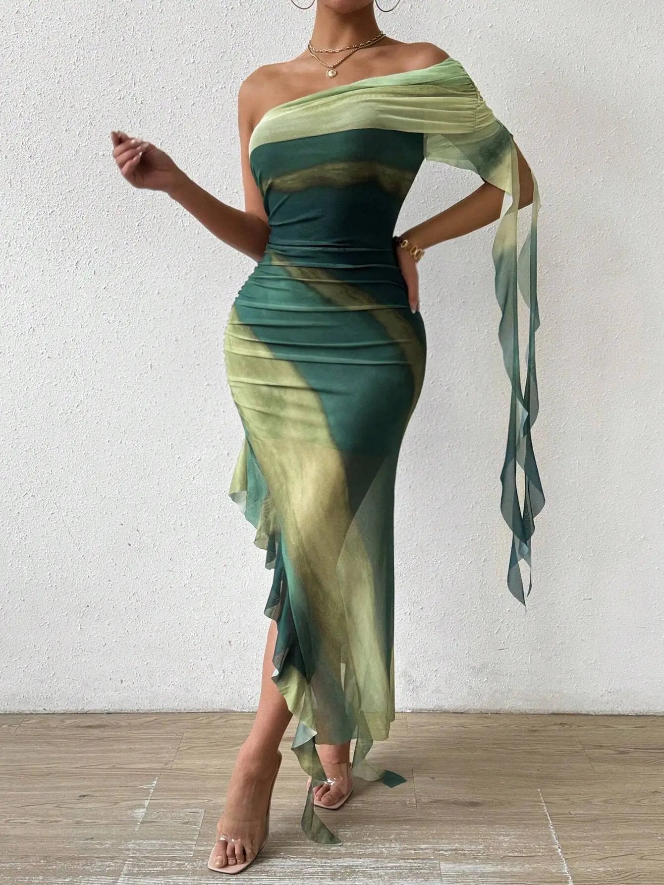 New Sweetheart Hot Girl Strapless Dress Mesh Thin Ruffled Slim Sexy Party Birthday Skirt for Women