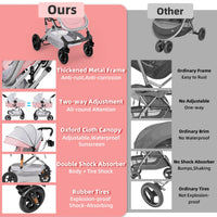 Foldable Baby Stroller with Reversible Bassinet - stylishhomedecor2024.com
