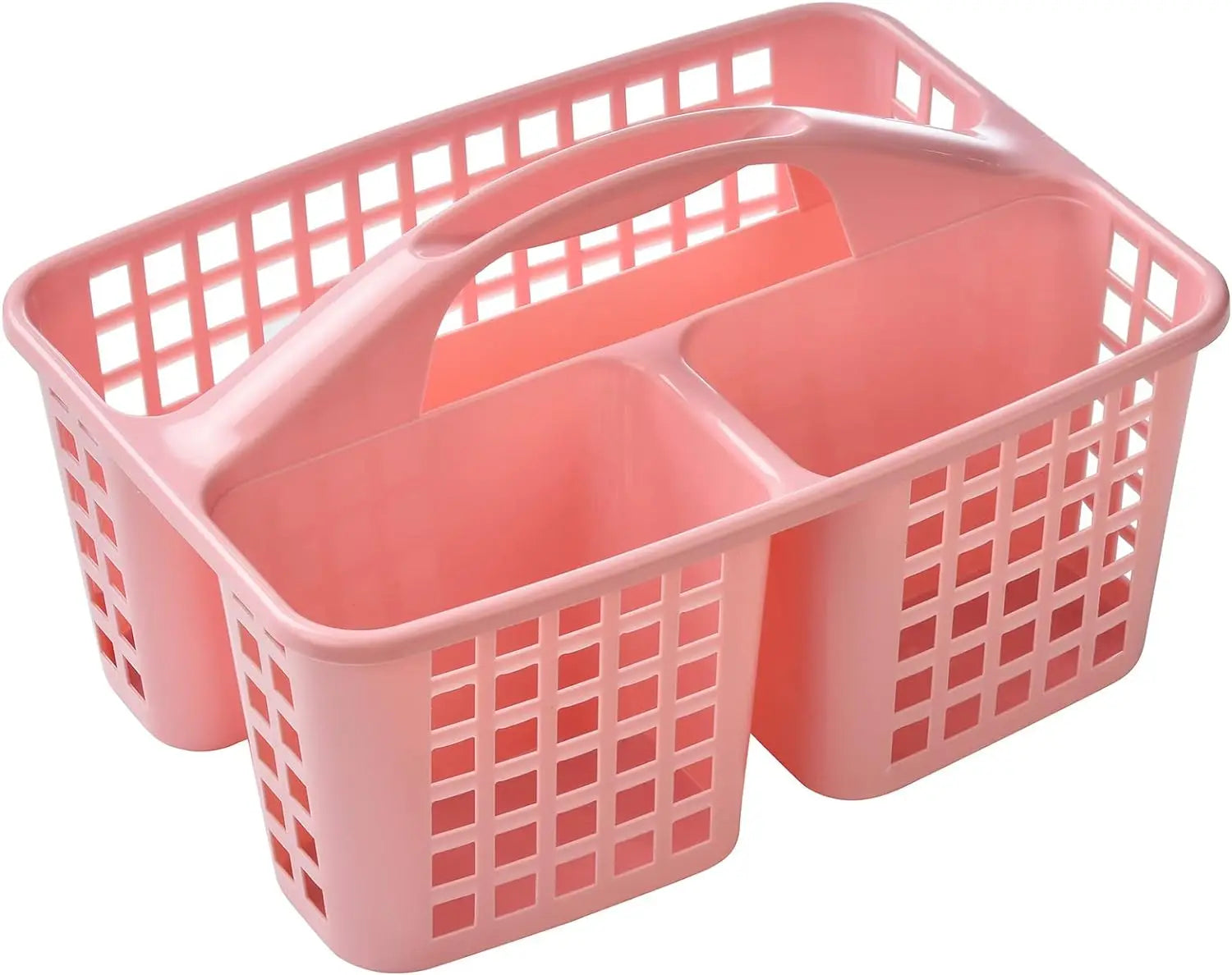 Plastic Shower Caddy Basket with Compartments, Portable Divided Cleaning Supply Storage Organizer with Handle for Dorm Bathroom
