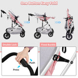 Foldable Baby Stroller with Reversible Bassinet - stylishhomedecor2024.com