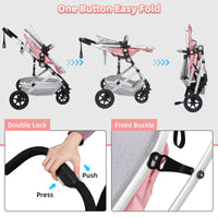 Foldable Baby Stroller with Reversible Bassinet - stylishhomedecor2024.com