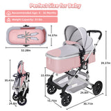 Foldable Baby Stroller with Reversible Bassinet - stylishhomedecor2024.com
