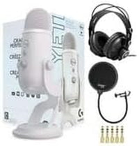 Yeti USB Microphone (Blackout) Bundle with Knox Gear Headphones and Pop Filter (3 Items) - stylishhomedecor2024.com