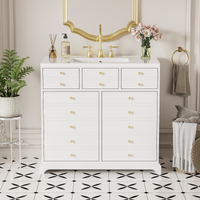 36" Bathroom Vanity with Ceramic Sink - Solid Wood