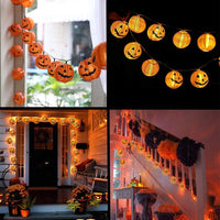 Halloween Pumpkin Lantern String Lights, 8.5Ft Orange Pumpkin String Lights with 10 Nylon Jack Smiling Face Lanterns, Halloween Lantern Lights for Indoor Outdoor Halloween Party Decor - stylishhomedecor2024.com