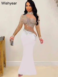 WishYear Rhinestone Mesh Mermaid Dress