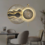 Luxury Modern LED Wall Clock Crystal Canvas Landscape Paintings Digital Modern Lighting Wall Art Mountain Wall Decoration Living