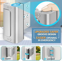 Home Security Door Reinforcement Lock - Safety Child Proof Door Locks with 8 Screws for Inward Swinging Front Doors, Extra Add a Top Lock inside Withstands 800 Lbs Deadbolt Latch, Guard Bedroom Patio