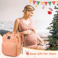 Diaper Bag Backpack, Multifunctional Baby Diaper Bags with Changing Station &Foldable Crib, Large Baby Bag for 0-6 Mouth Boys Girls W/ USB Charging Port&Stroller Strap, Mom Gifts Baby Essentials(Pink) - stylishhomedecor2024.com