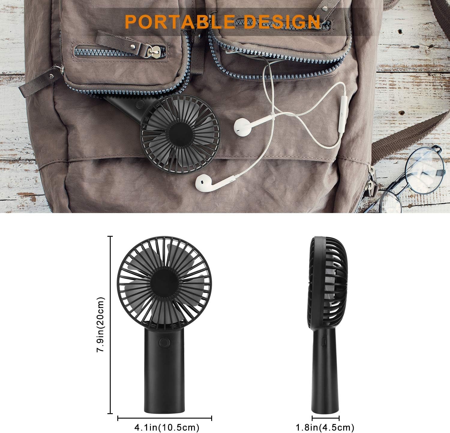 Portable Handheld Fan, 4000Mah Battery Operated Rechargeable Personal Fan, 6-15 Hours Working Time for Outdoor Activities, Summer Gift for Men Women - stylishhomedecor2024.com