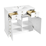 36" Bathroom Vanity with Ceramic Sink - Solid Wood