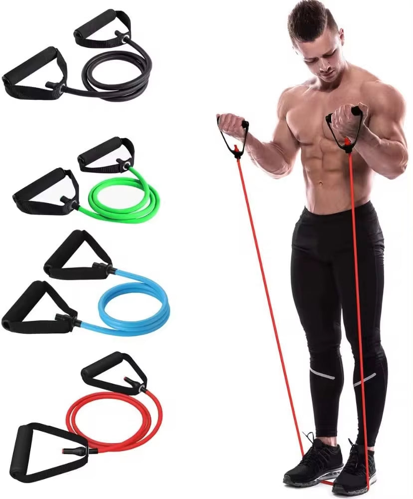 5 Levels Resistance Hot Yoga Pull Rope Bands Handles Elastic Sports Bodybuild Home Gym Workouts Muscle Training Rubber Tube Band - stylishhomedecor2024.com