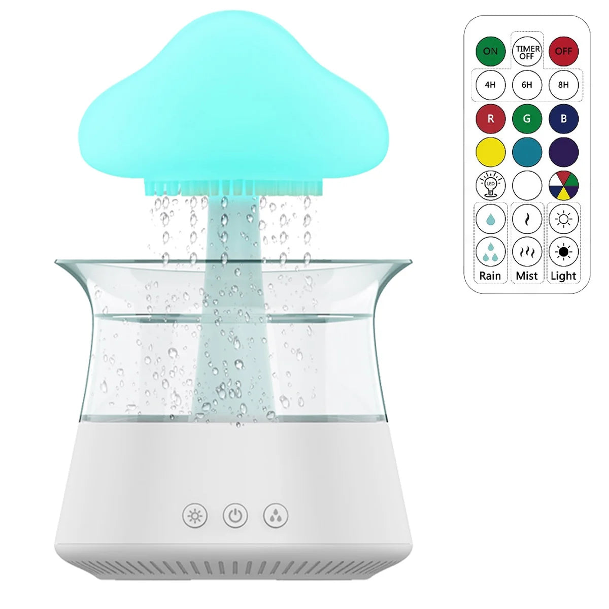 Jetclutch Cloud Rain Humidifier with 7 Colour Lights Timer Portable Raindrop Cloud Humidifier Reusable Aroma Diffuser Humidifier - stylishhomedecor2024.com