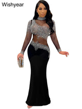 WishYear Rhinestone Mesh Mermaid Dress