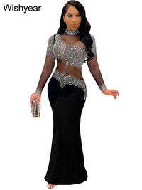 WishYear Rhinestone Mesh Mermaid Dress
