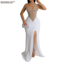 Pearl Party Dress Female Diamond Sheer Mesh - stylishhomedecor2024.com