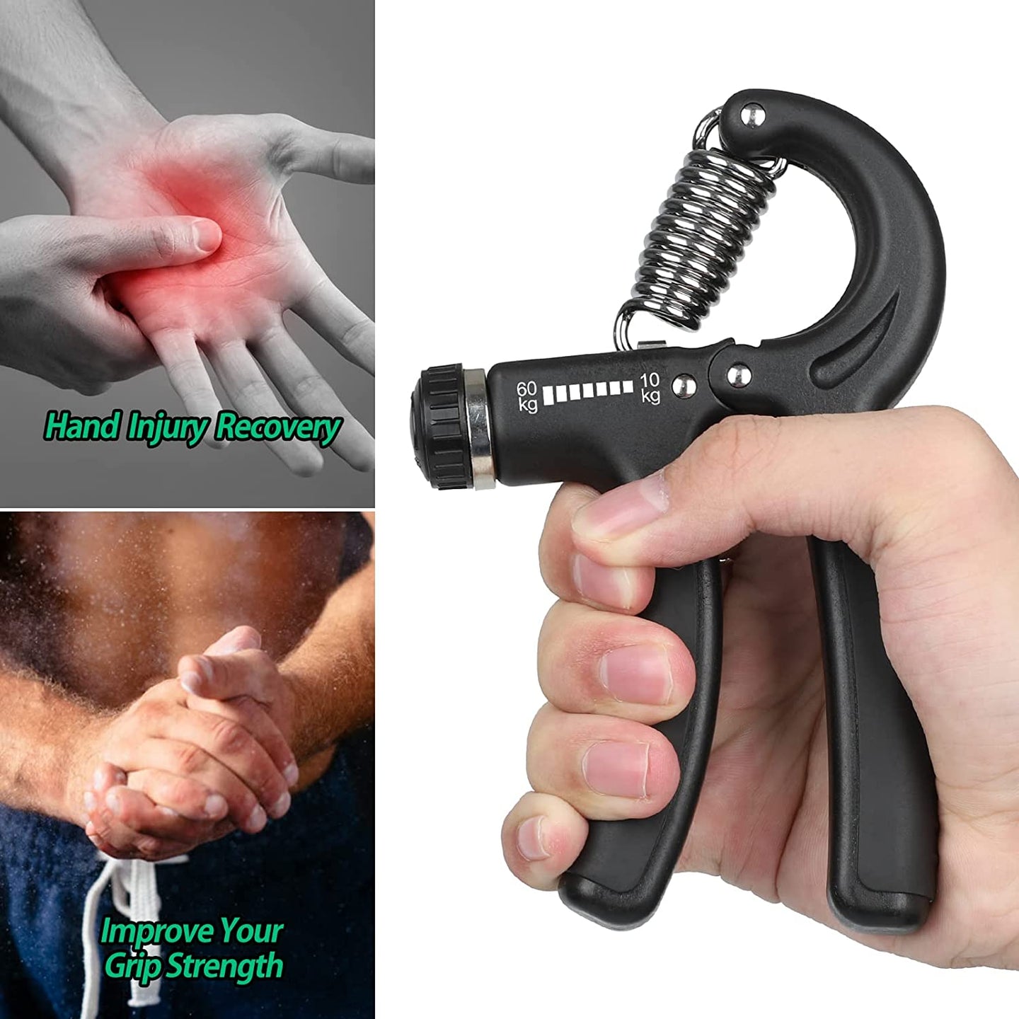 Grip Strength Trainer, Hand Grip Strengthener, Adjustable Resistance 22-132Lbs (10-60Kg), Non-Slip Gripper, Perfect for Musicians Athletes and Hand Injury Recovery - stylishhomedecor2024.com