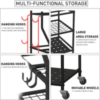 Dumbbells Rack Yoga Mat Storage Cart Multifunctional Removable Storage Rack for Kettlebells and Strength Training Fitness Equipment,Home Gym Organizer Storage for Home Exercise Equipment - stylishhomedecor2024.com