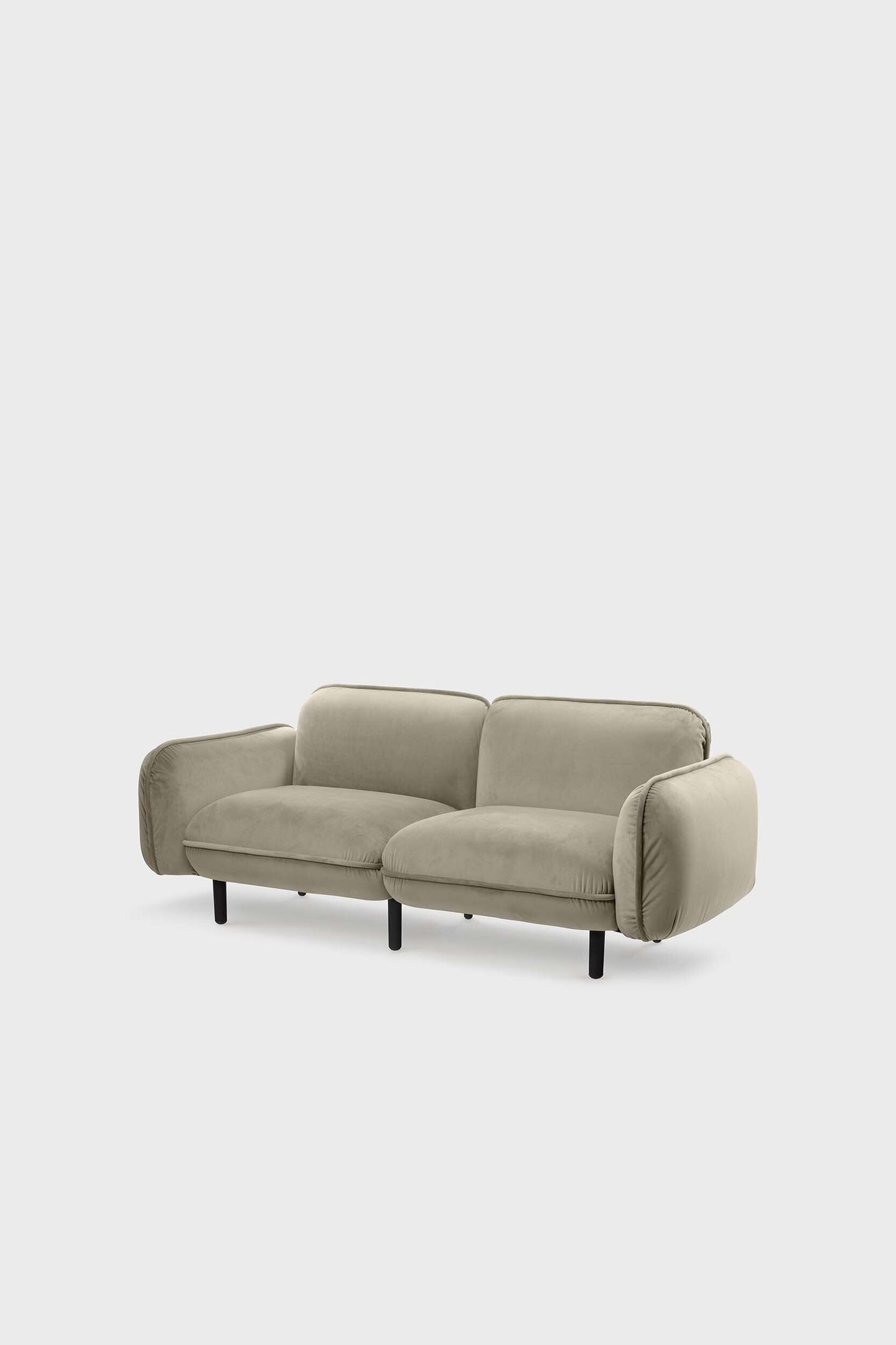 Beige velour bean sofa in living room
