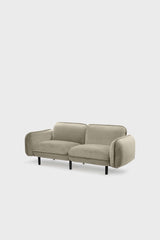 Beige velour bean sofa in living room