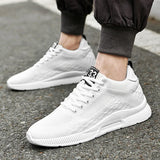 Black and white breathable elevator sneakers