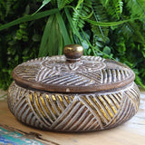 Boho style wooden trinket box decor