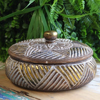 Boho style wooden trinket box decor