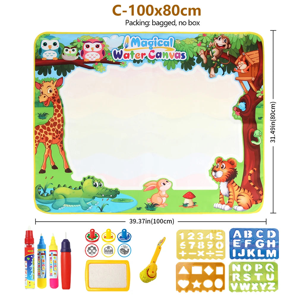Child drawing on Magic Water Drawing Mat with reusable pens