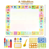 Children learning and playing on water doodle mat