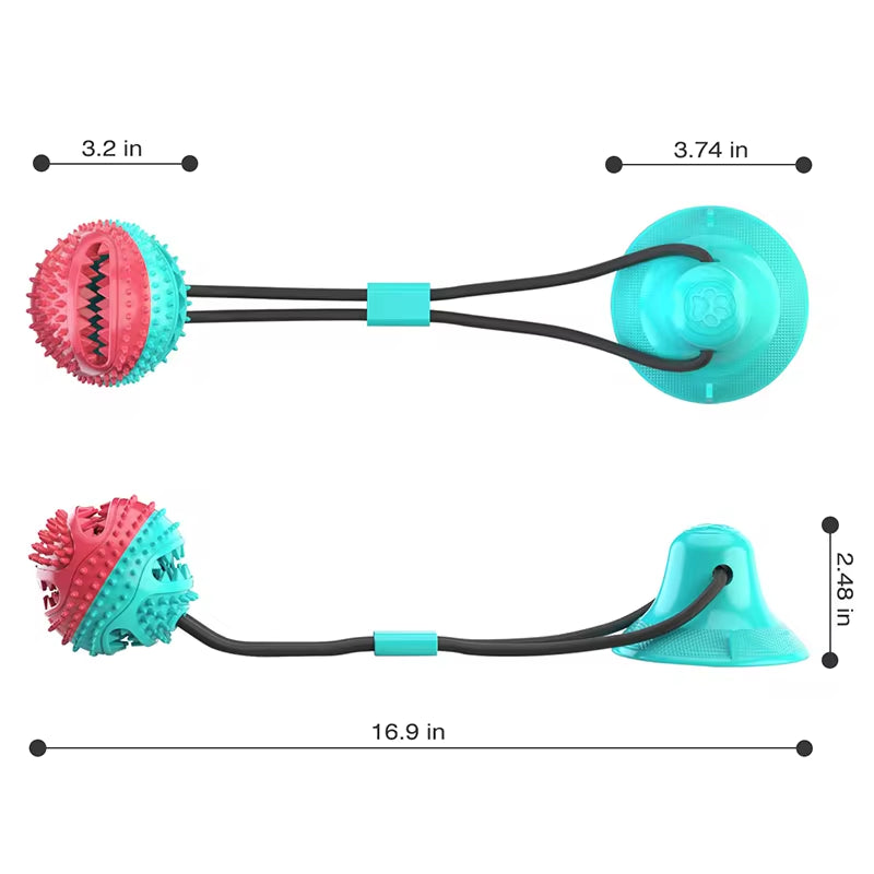 Dog toy with suction cup for secure placement