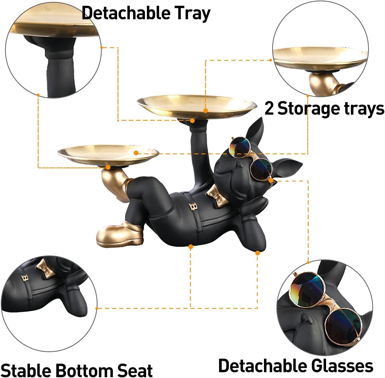 Entryway dog statue tray for keys and coins