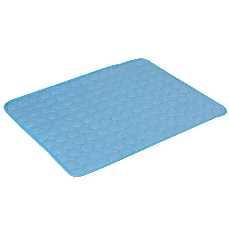Extra-large dog cooling mat in living room setting