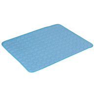 Extra-large dog cooling mat in living room setting