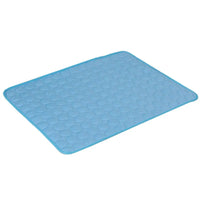 Extra-large dog cooling mat in living room setting