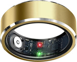 Gold smart ring on finger with sleek, discreet style