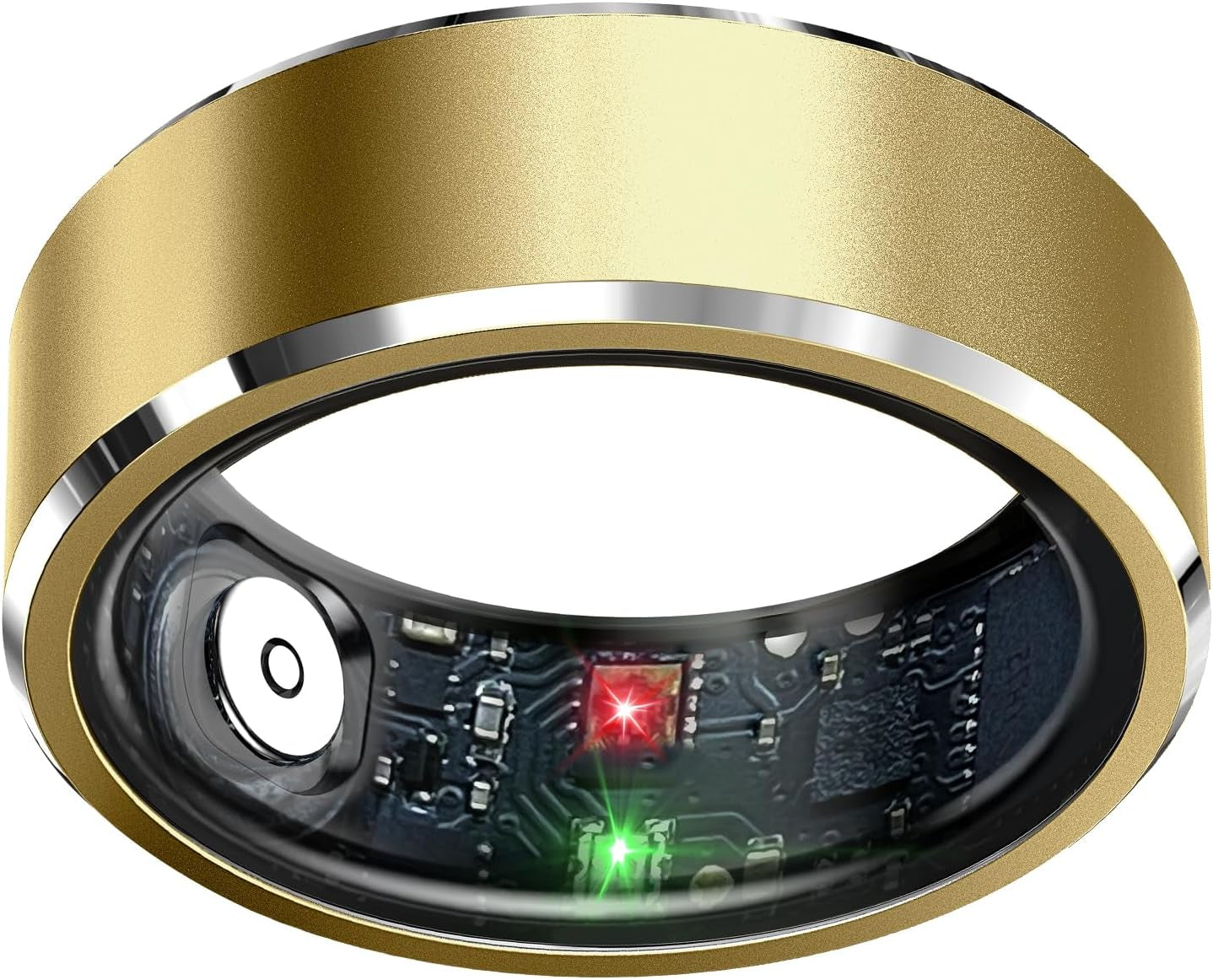 Gold smart ring on finger with sleek, discreet style