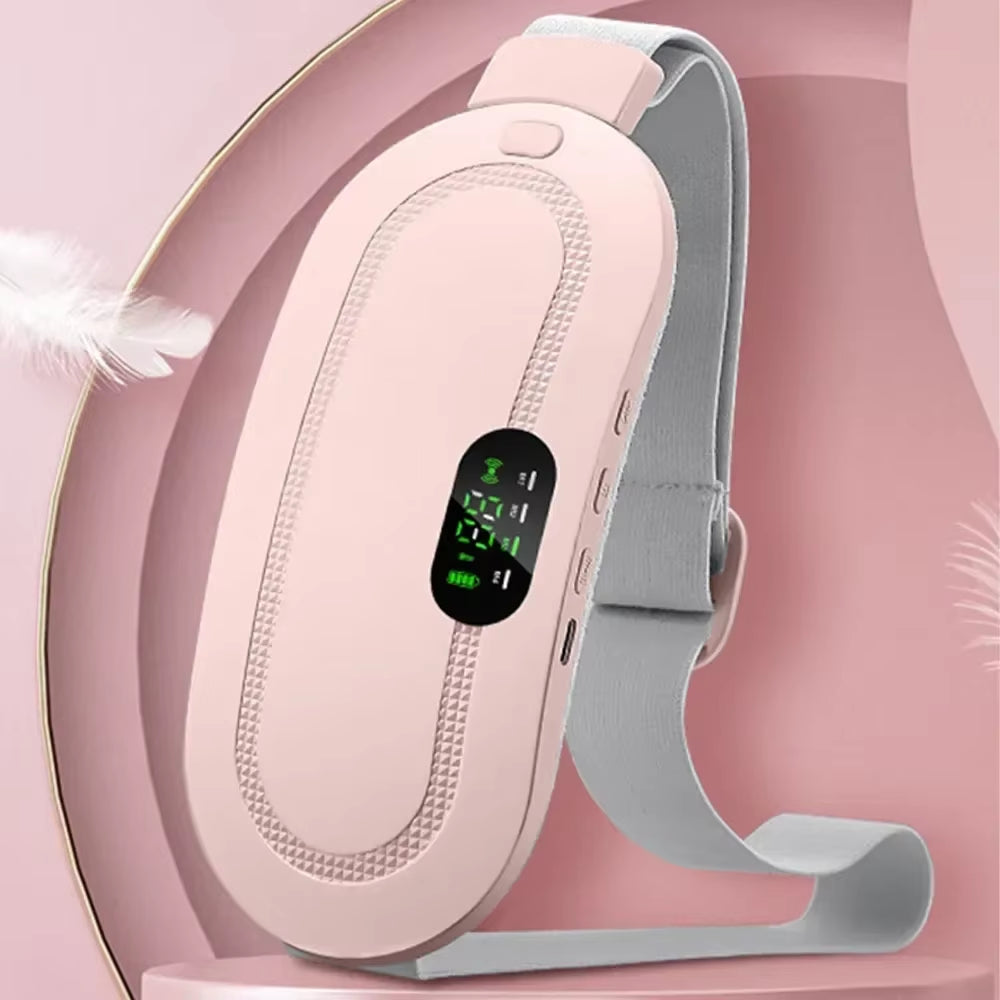 Heating and vibration massager for abdominal cramps
