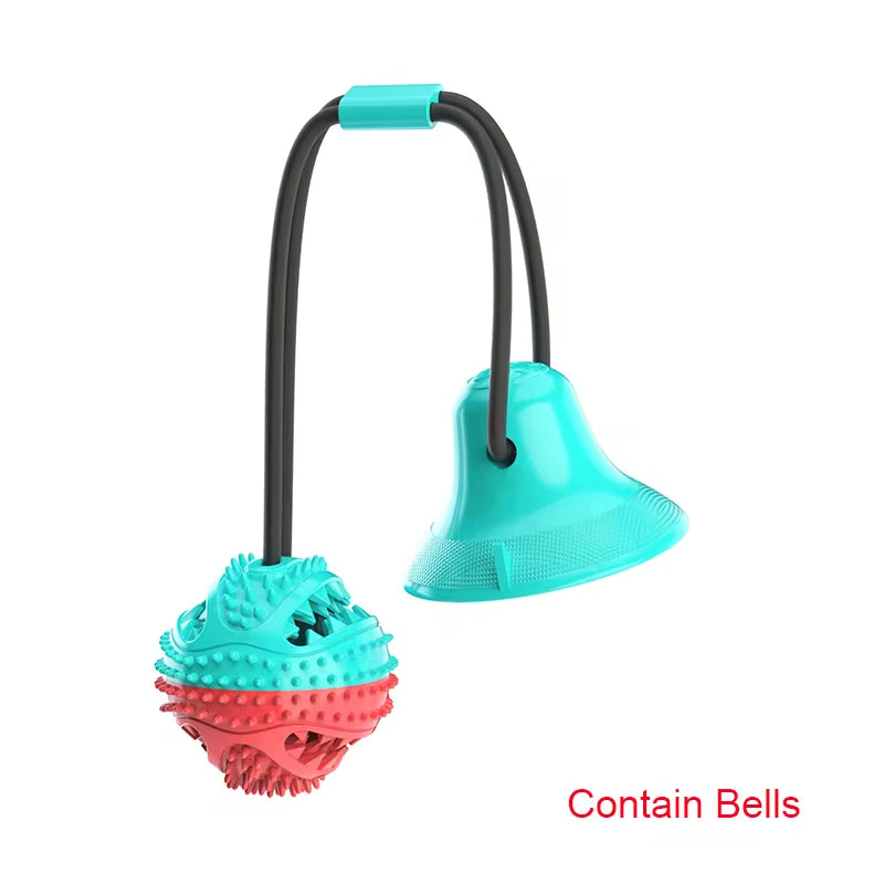 Large dog ball toy with suction cup and ropes