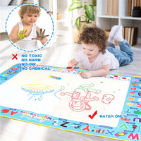Magic water doodle mat with colorful drawings
