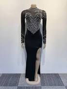 Pearl Party Dress Female Diamond Sheer Mesh