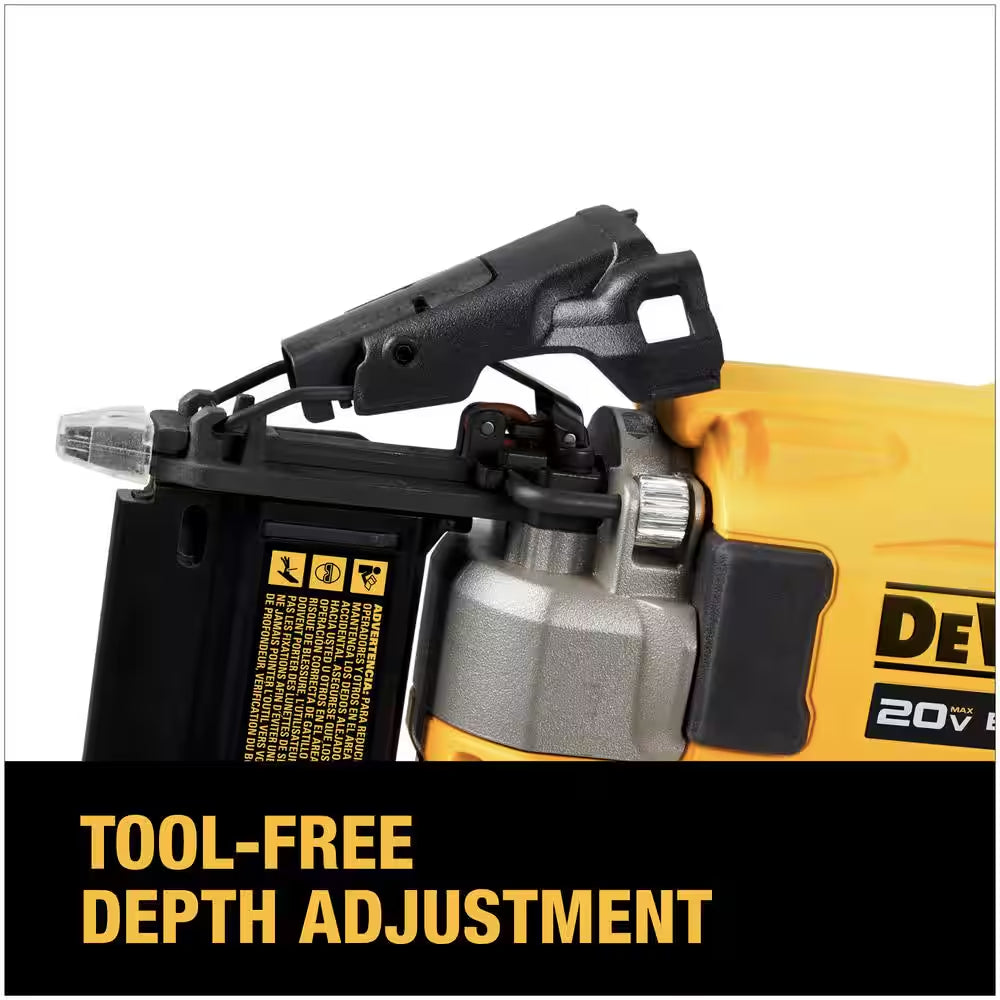 Pin nailer driving 23-gauge pin into wood trim