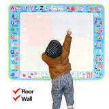 Reusable water drawing mat with kids playing together