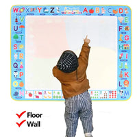 Reusable water drawing mat with kids playing together