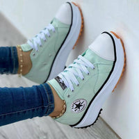 Flat Lace-Up Sneakers Pattern Canvas Casual Women Sport Shoes - stylishhomedecor2024.com