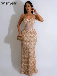 Wishyear Sexy Nightclub Birthday Even Party Dresses for Women Sequined