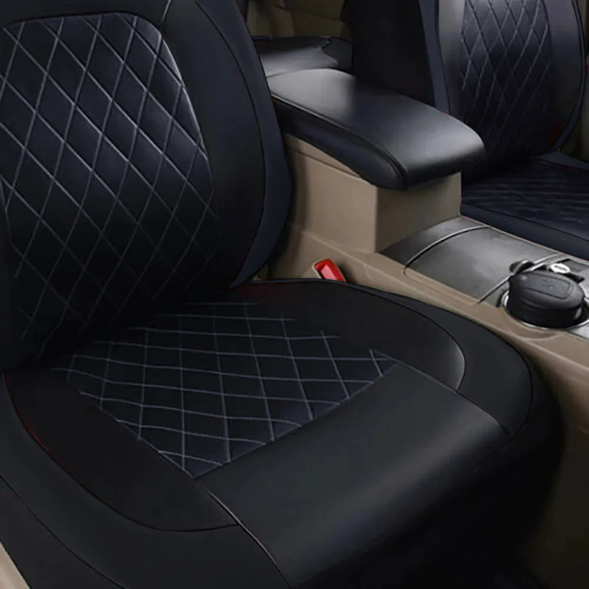 All-Season Quilted PU Leather Car Seat Cover – Universal Fit